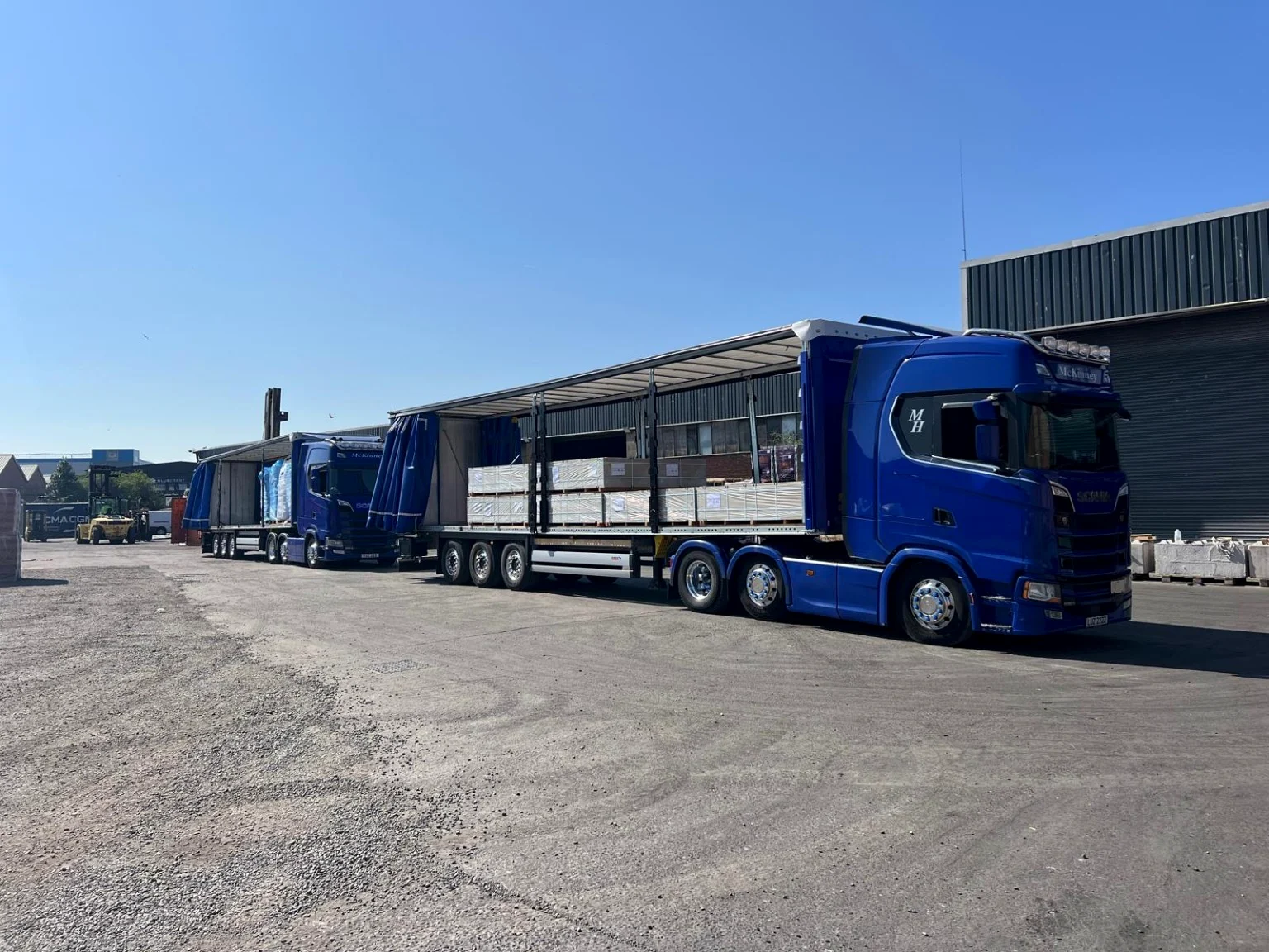 McKinney Haulage trailer being loaded at a customer site